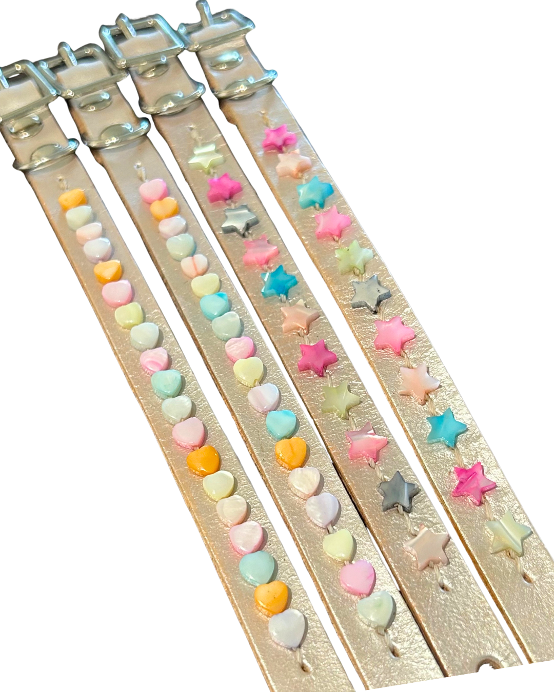 Colorful Heart Leather Cat Collar/ XS Dog Collar