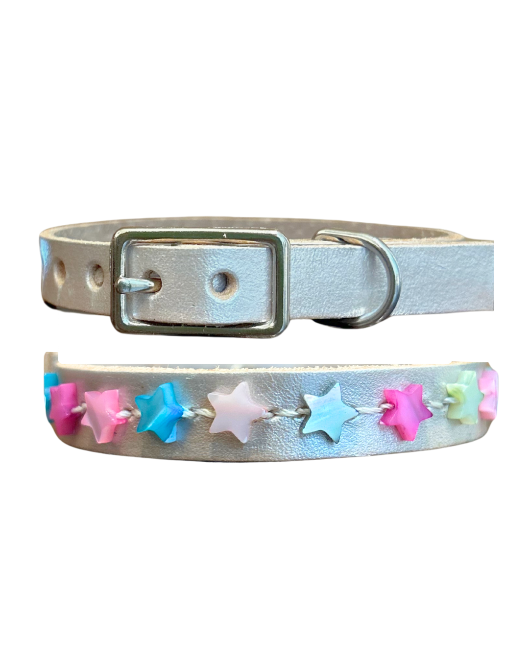 Colorful Star Leather Cat Collar/ XS Dog Collar