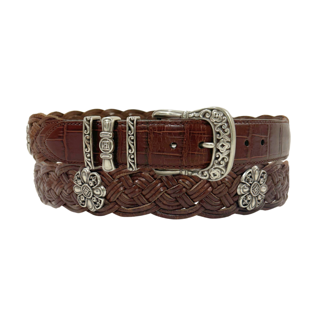 Floral Concho Mahogany Belt