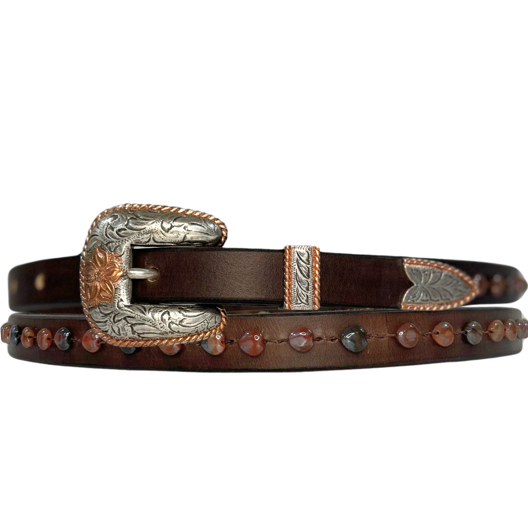 Agate Pearl Leather Belt