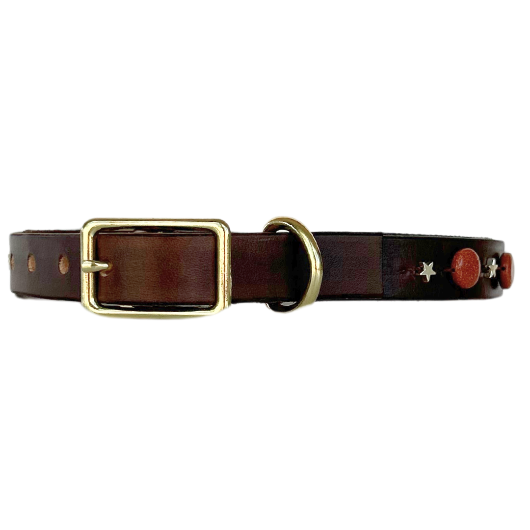 Sunstone Leather Dog Collar
