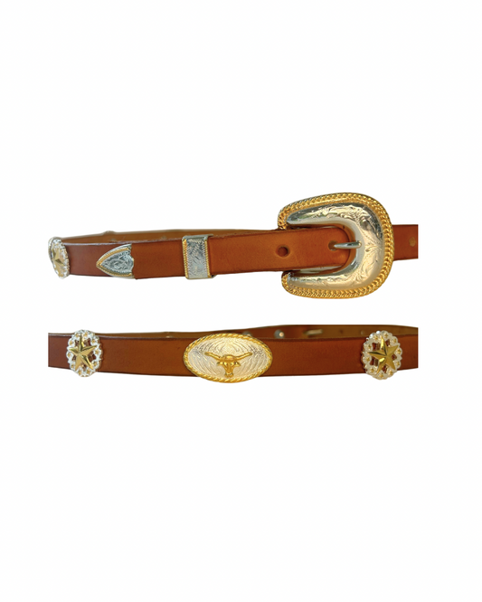 Game Day Longhorn Leather Belt