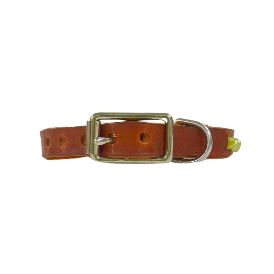 Pearl Green Leather Cat Collar / XS Dog Collar
