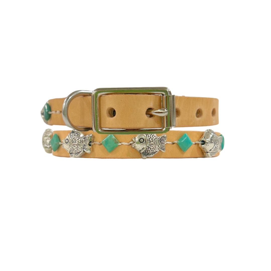 Fish Leather Cat Collar