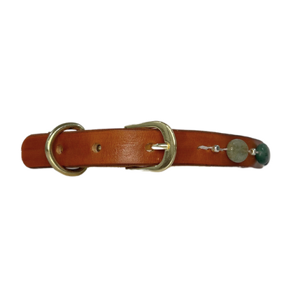 Green Agate Leather Dog Collar