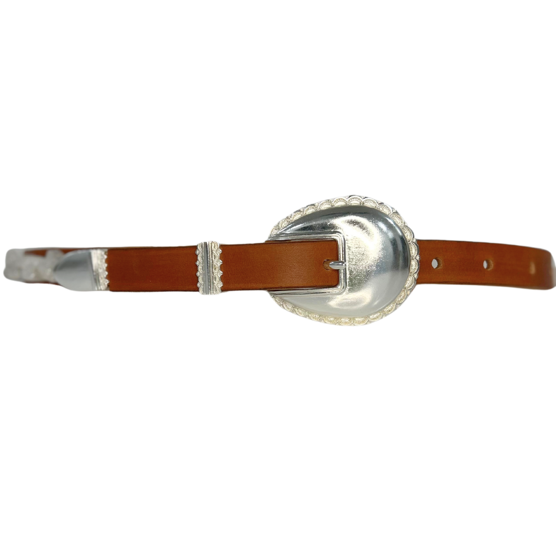 White Druzy Leather Belt