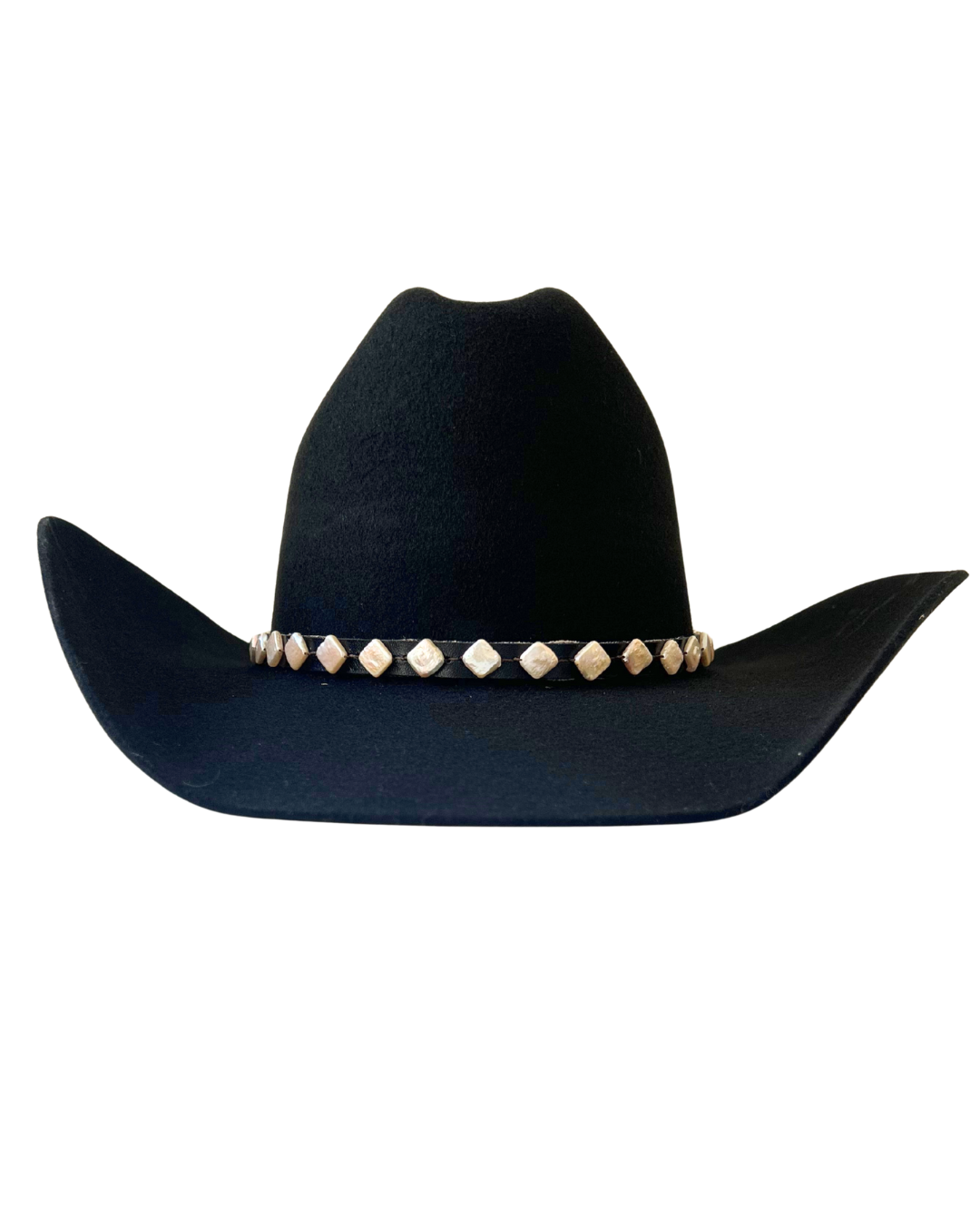 Vintage Pearl Squares Hatband (Black)