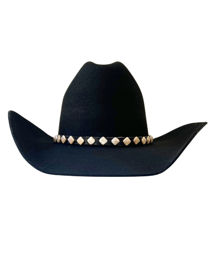 Vintage Pearl Squares Hatband (Black)