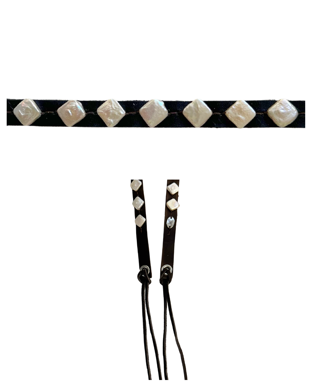 Vintage Pearl Squares Hatband (Black)
