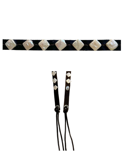 Vintage Pearl Squares Hatband (Black)
