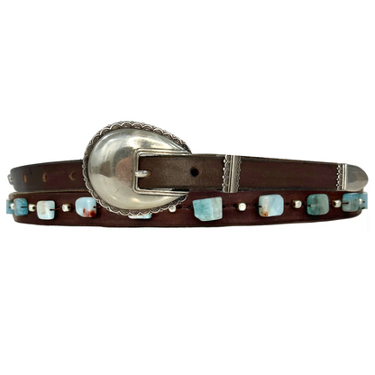 Aquamarine Leather Belt