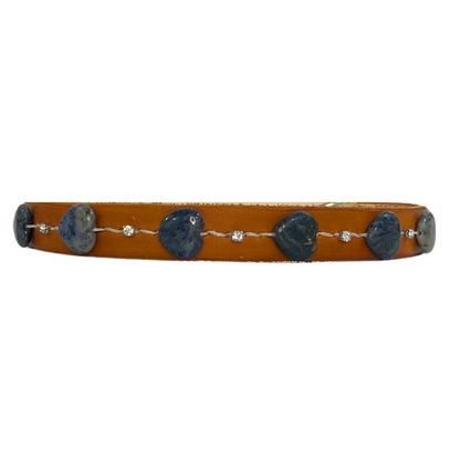 Sodalite Leather Dog Collar