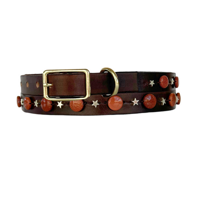 Sunstone Leather Dog Collar