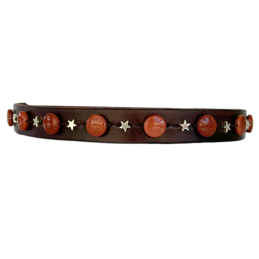 Sunstone Leather Dog Collar