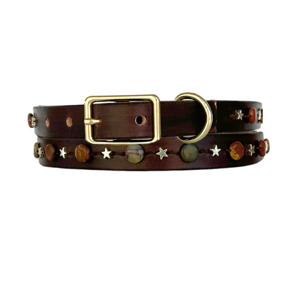 Picasso Jasper Leather Dog Collar