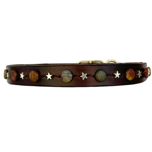 Picasso Jasper Leather Dog Collar