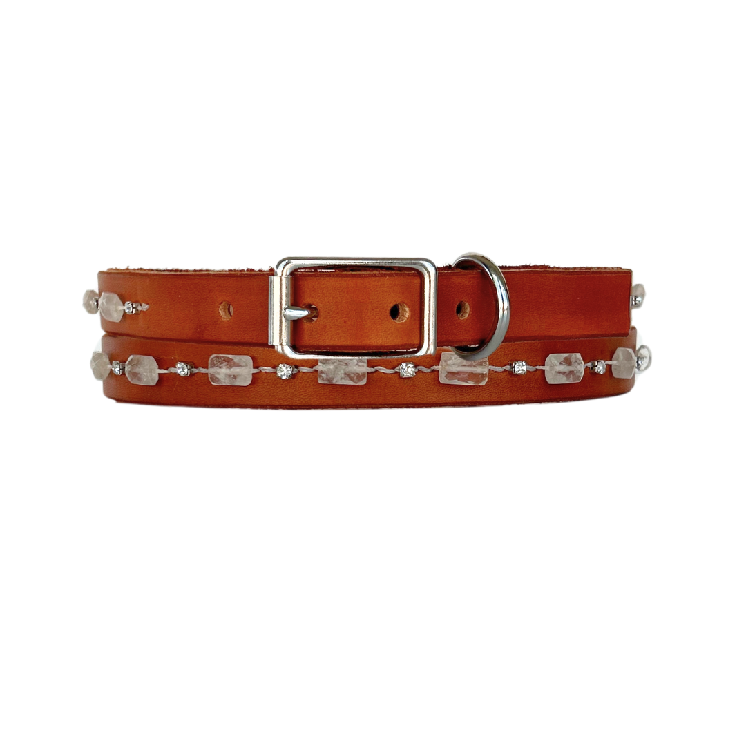 Crystal Leather Dog Collar