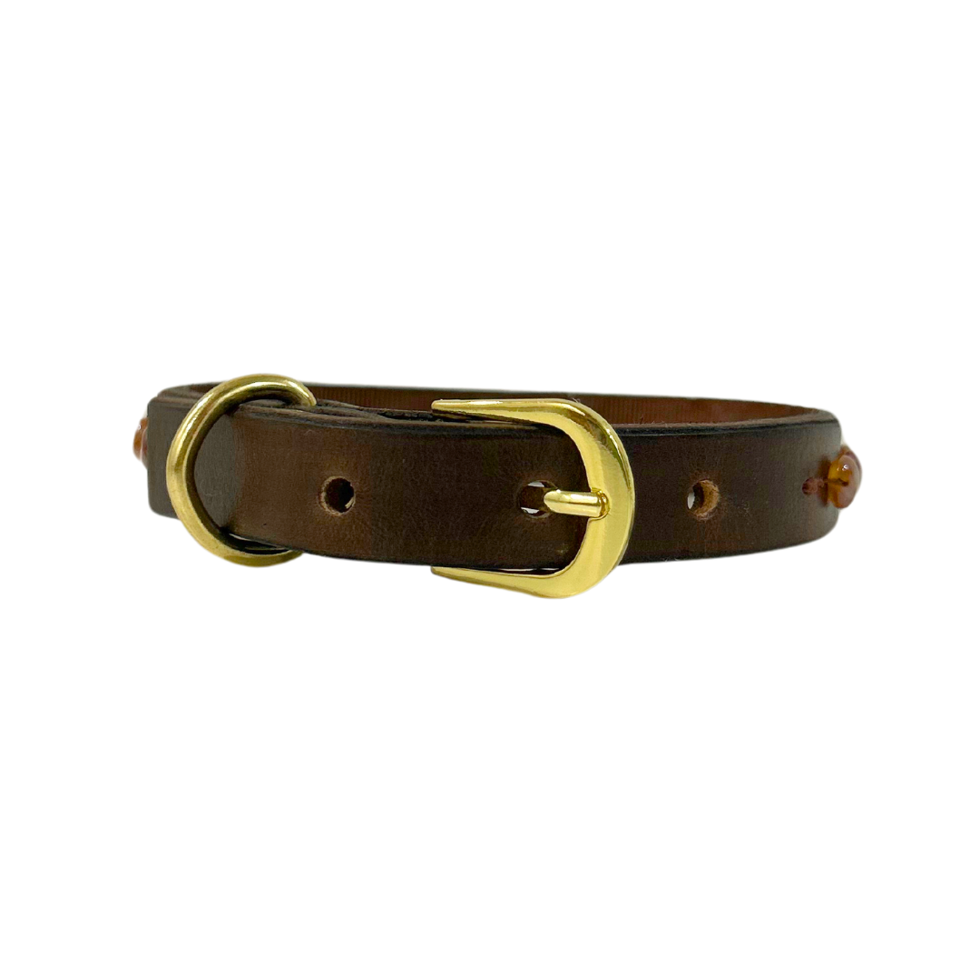 Agate Pearl Leather Dog Collar