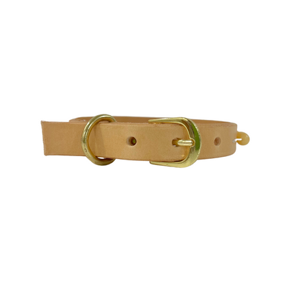 Yellow Jade Leather Dog Collar