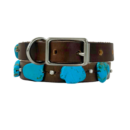 Turquoise Free-Form Leather Dog Collar