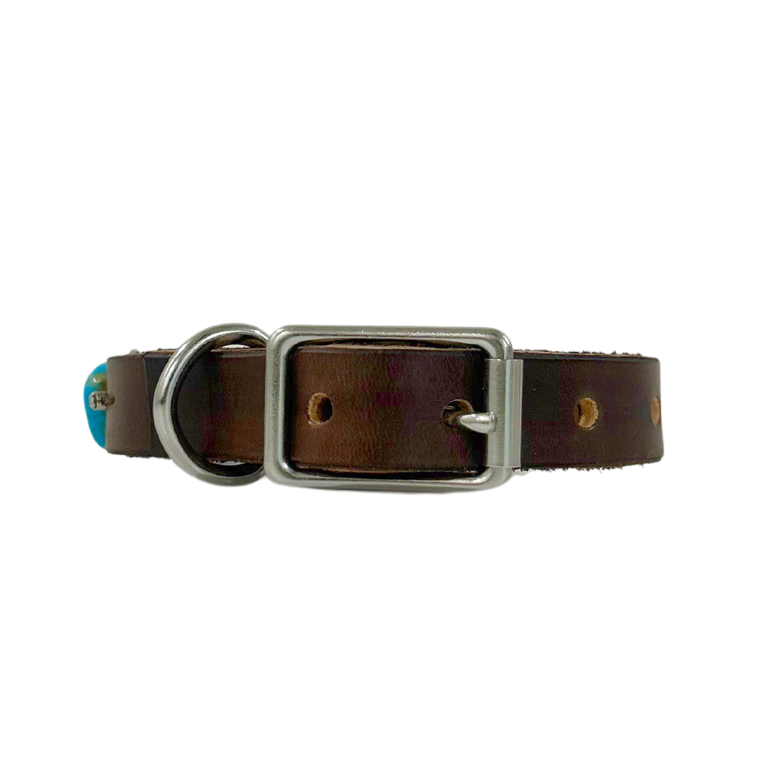 Turquoise Free-Form Leather Dog Collar