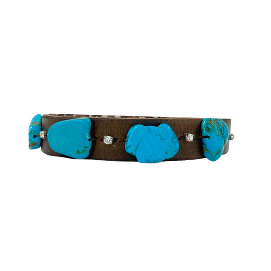 Turquoise Free-Form Leather Dog Collar