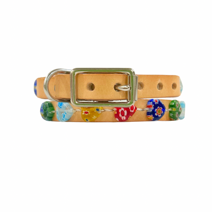 Colorful Heart Leather Cat Collar/ XS Dog Collar