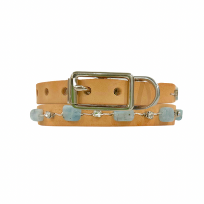 Aquamarine Leather Cat Collar/ XS Dog Collar