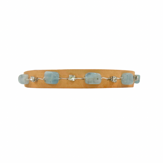 Aquamarine Leather Cat Collar/ XS Dog Collar