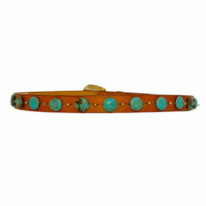 Turquoise Coin Leather Belt