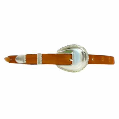 Orange Druzy Leather Belt