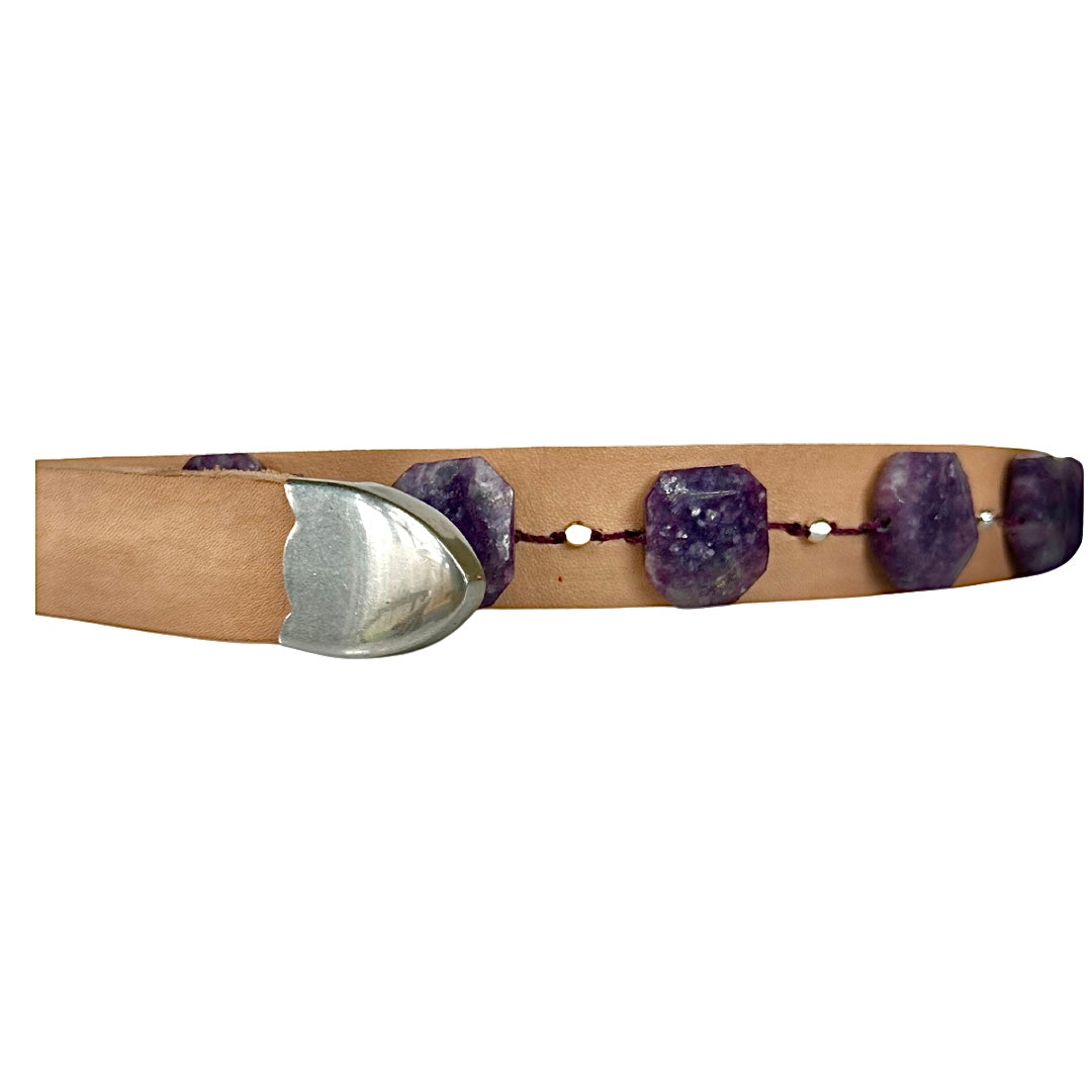 Lepidolite Leather Belt