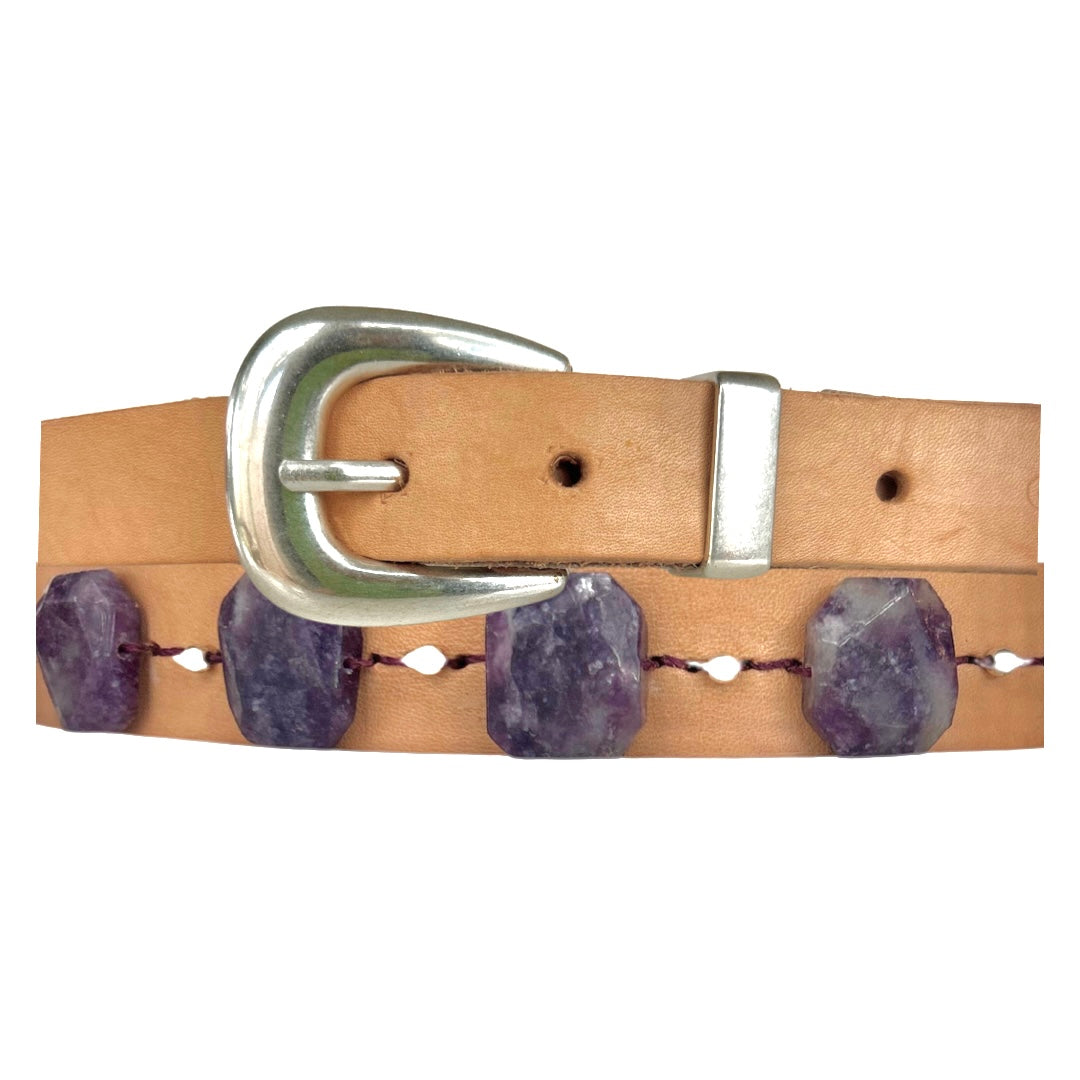 Lepidolite Leather Belt