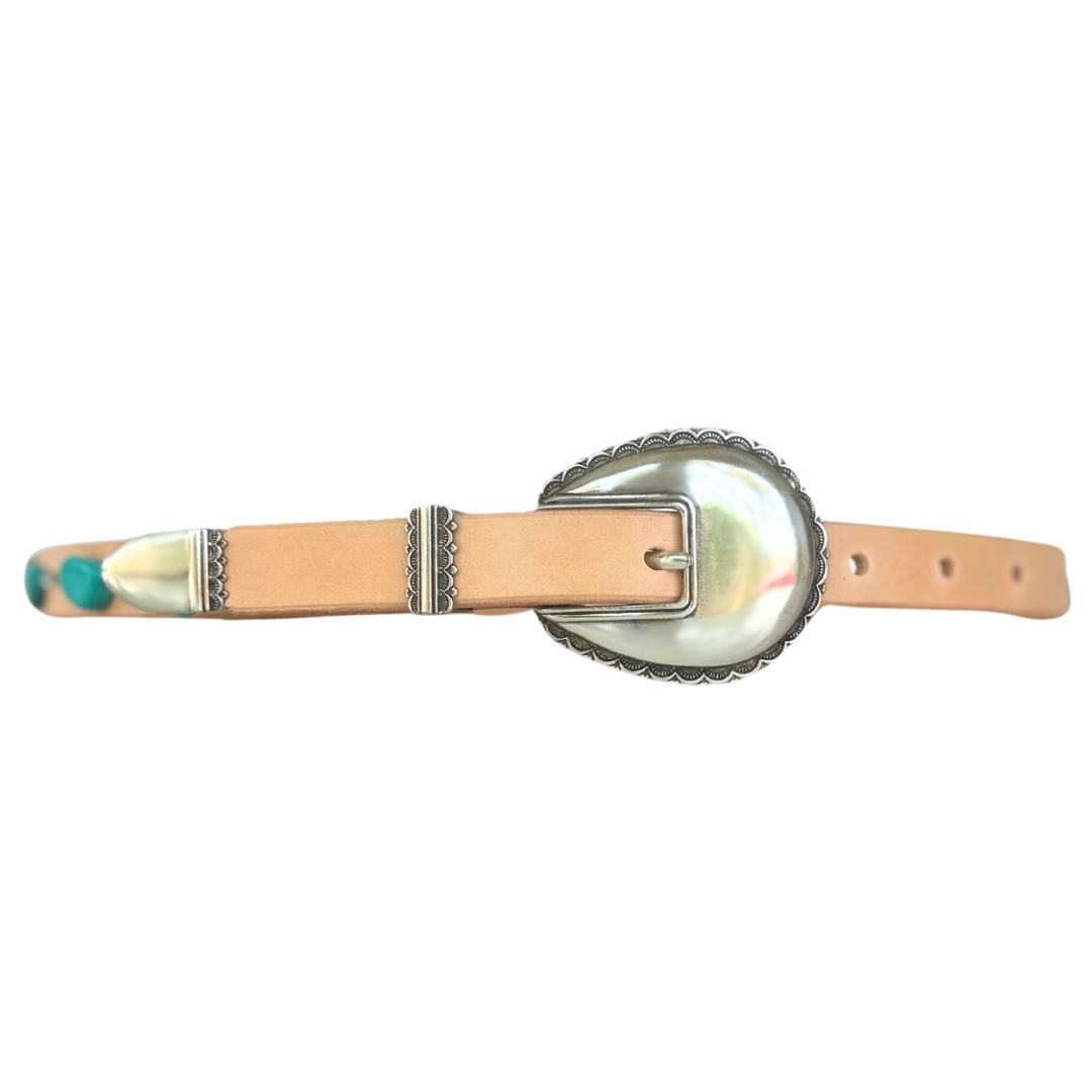 Turquoise Free-Form Leather Belt