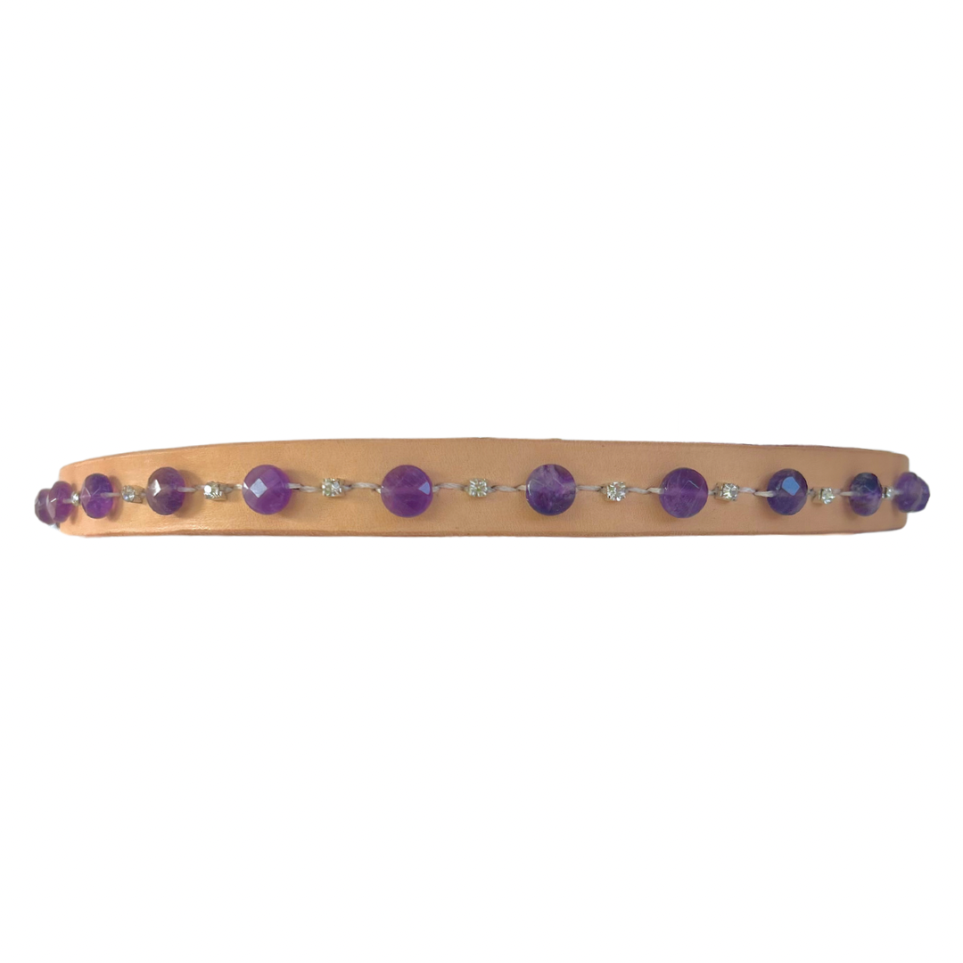 Multi-Faceted Amethyst Leather Belt