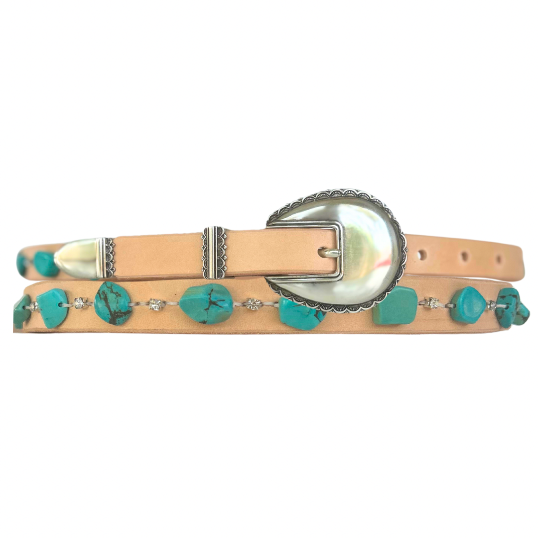 Turquoise Free-Form Leather Belt