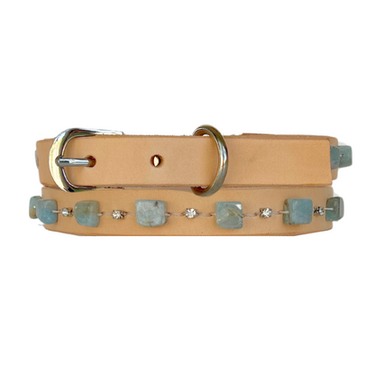 Aquamarine Leather Dog Collar