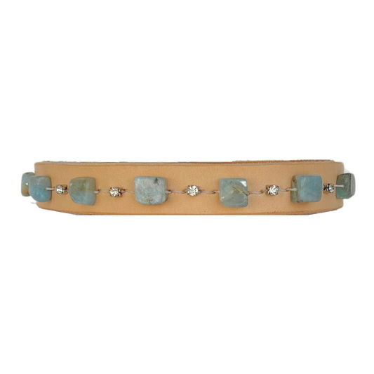 Aquamarine Leather Dog Collar